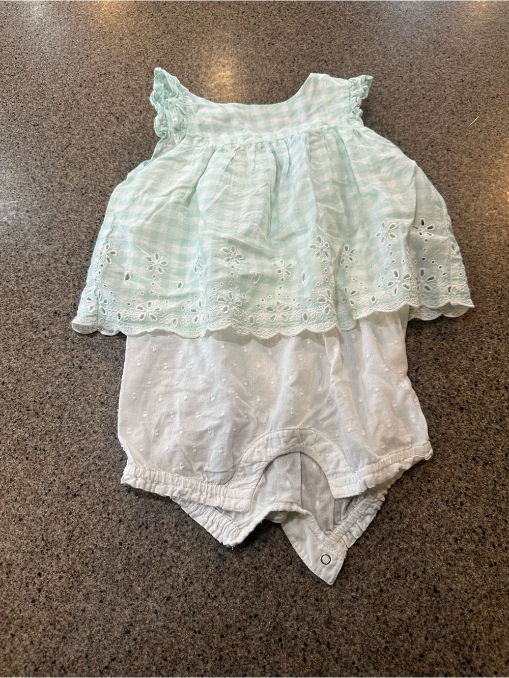 GAP Mint Green Gingham Eyelet Romper